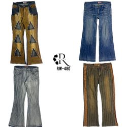 Y2K IT Girl Calças Jeans de Denim Únicas (RW-480)