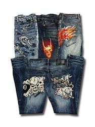 Y2K Hip Hop Japanisch bestickte Jeans