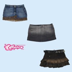 Y2k Cyber Girl Era Denim Mini Skirts (July-42)