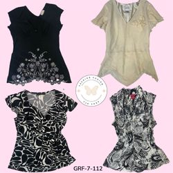 Y2K Soft Bloom | Vintage Short Sleeve Blouse (GRF-..