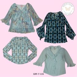 Blue Mirage | Y2K Long Sleeve Vintage Top (GRF-7-1..