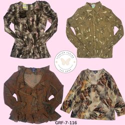 Cocoa Bloom | Y2K Brown Printed Long Sleeve Blouse..
