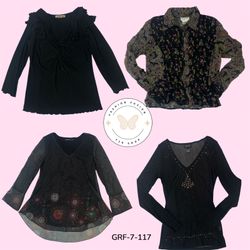 Mitternachtsmuse | Y2K Schwarze Bedruckte Langarmb..