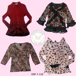 Y2K Scarlet Swirl | Vintage Red Printed Long Sleev..