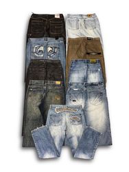 Y2K Hip Hop Japanisch bestickte Jeans