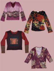 Cyber Grunge Graphic Mesh Tops (TS-626)