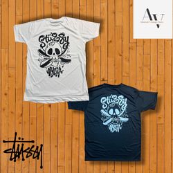 Maglietta Stussy con teschio in stile rework Stuss..