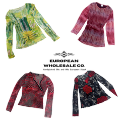 Y2K Europäischer Grunge Fairycore Netzoberteile Mi..