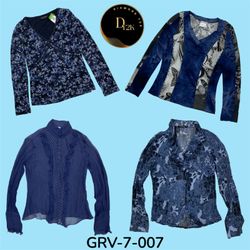 Blusa in poliestere blu vintage Y2K – Maniche lung..