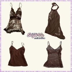 90s Y2K Grunge Palette Mesh Beaded Cami Tops (DVC#..