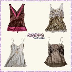 Y2K Earthy Tone Beaded Cami Tops (DVC#61)