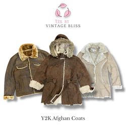 Y2K Faux Suede Afghanmäntel mit Lammfellfutter