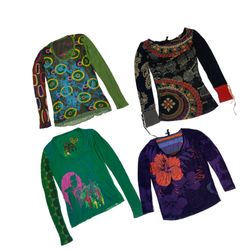 Y2K Graphic Printed Tops Mix Ft Desigual