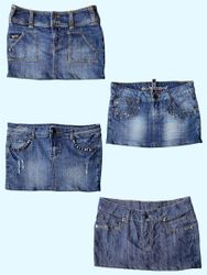 Y2K Contrast Stitch Low-Waist Denim Skirt (TS-641)