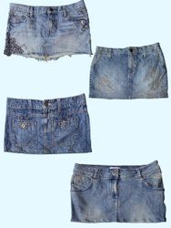 Y2K Rose Embroidered Low-Rise Denim Mini Skirt (TS..
