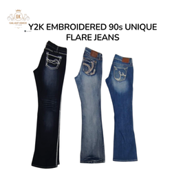 Jean flare brodé Y2K