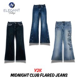 Y2K Midnight Club Calças Flare - EV0736