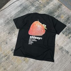 Stussy rework style strawberry black tees
