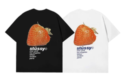 Stussy rework style strawberry black tees