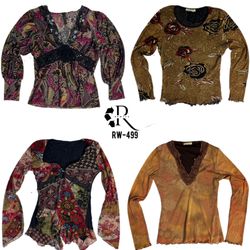 Tops de manga longa grunge Y2K (RW-499)