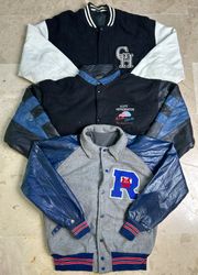 Leather varsity jacket
