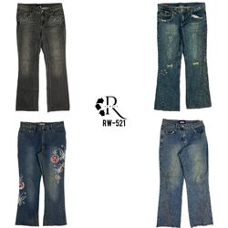 Y2K Uniqe Denim Flared Jeans (RW-521)