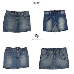 Saia Mini de Denim da Era Cyber Girl Y2K (RE-1604)