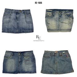 Gonne di jeans mini dell'era Britney Y2K (RE-1606)