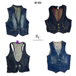 Y2K Cyber Girl Era Denim Waistcoats (RE-1613)