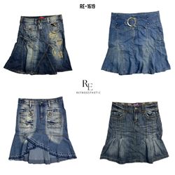 Y2K Cyber Girl Era Unique Denim Midi Skirts (RE-16..
