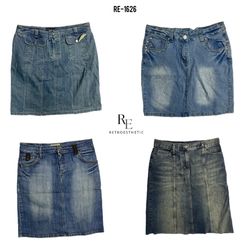 Y2Kサイバーガール時代のデニムミディスカート (RE-1626)