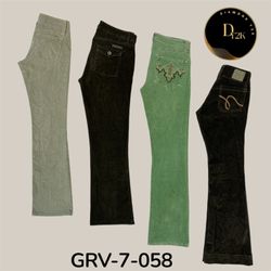 Pantalons en velours côtelé vert – Style vintage Y..