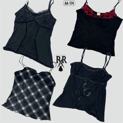 Y2K Black Rave Camisole Tops (AA-174)