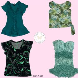 Vintage Y2K Green Print Blouse | Bold Summer Top (..