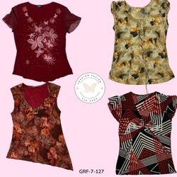 Y2K Red Printed Blouse | Bold Short Sleeve Retro V..