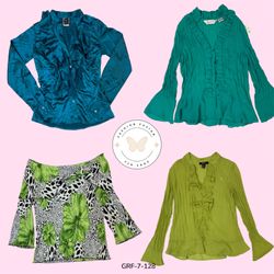 Y2K Green Printed Blouse | Retro Long Sleeve Vibes..