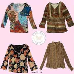 Vintage Y2K Blouse | Mesh Meets Poly Magic (GRF-7-..