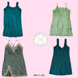 Y2K Emerald Dream | Vintage Green Slip Dress (GRF-..