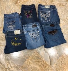 Y2K Bordado e jeans flare/bootcut