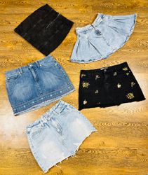 Denim mix mini skirts