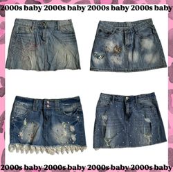 2000s classic denim mini skirts-052