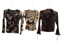 Blouses/tops à manches longues en ton terre -20p -..