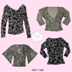 Schicke schwarze bedruckte Bluse mit langen Ärmeln..