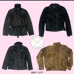 Chic Black Leather Button-Up Jacket with Mixed Zip..