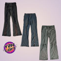 Y2K Unique Denim Flare Jeans