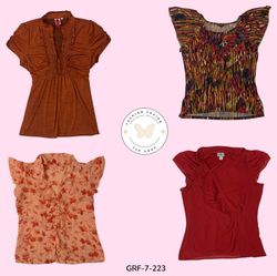 Blusa in poliestere stampata rossa e arancione - S..