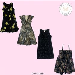 Abito in poliestere nero chic con stampa totale (G..