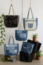 Upcycelte Zero-Waste Denim-Umhängetaschen