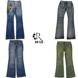 Jeans évasés en denim Uniqe Y2K (RW-538)