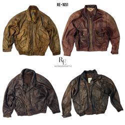 90/s vintage Bomber Leather Jackets (RE-1651)
